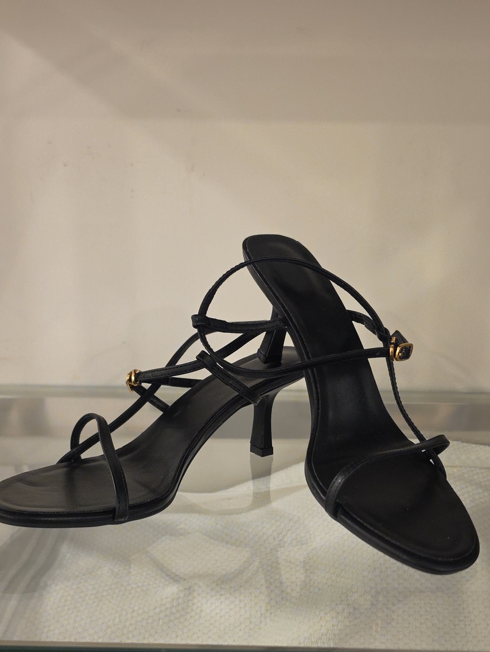 Tony Bianco Black Strappy Heels with mid heel European size 39 good condition